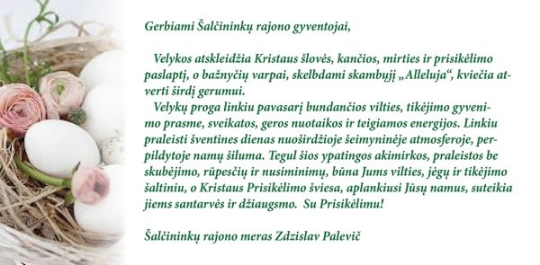 Meras Zdzislav Palevič sveikina su Velykomis
