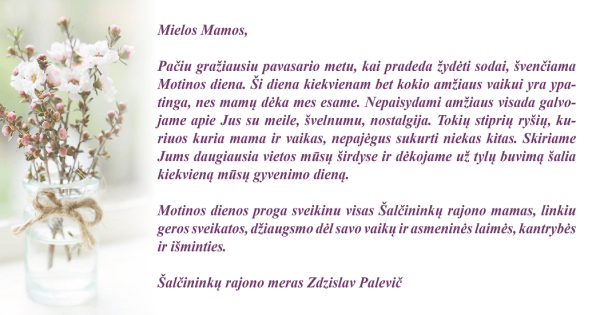 Meras Zdzislav Palevič sveikina mamas