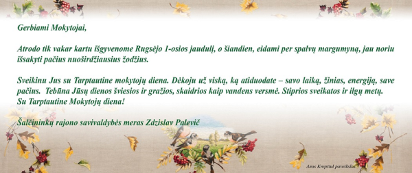 Meras sveikina Šalčininkų rajono mokytojus