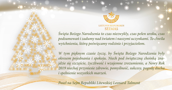 Życzenia Posła na Sejm RL Leonarda Talmonta
