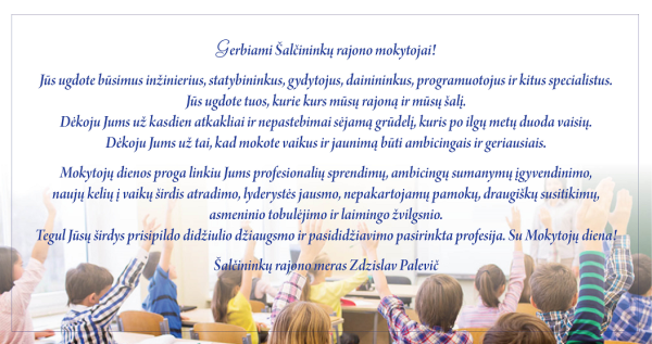 Meras Zdzislav Palevič sveikina Mokytojus