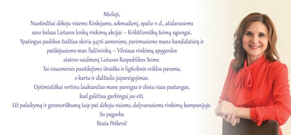 Vicemerės padėka rinkėjams