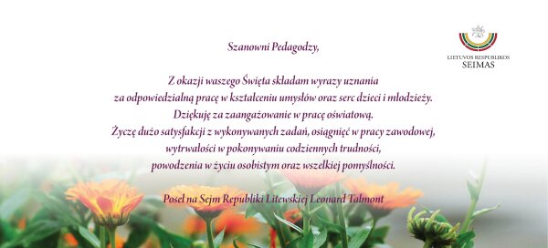 Życzenia posła na Sejm RL