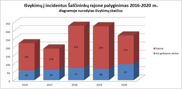 2020 metų Šalčininkų rajono gaisrų ir gelbėjimo darbų statistika