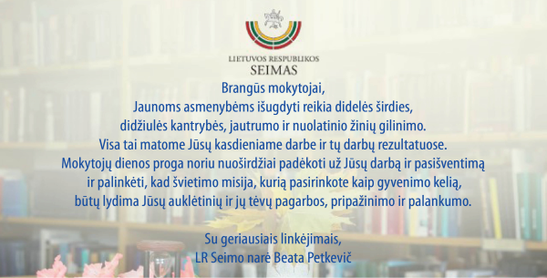 Sveikinimai mokytojams!