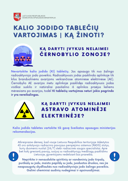 Svarbi informacija apie kalio jodido tablečių vartojimą