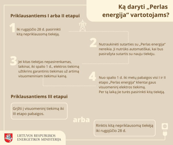 Ką daryti  „Perlas energija“ vartotojams?