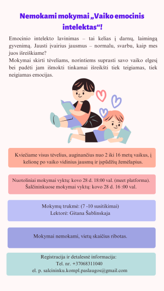 Nemokami mokymai „Vaiko emocinis intelektas“
