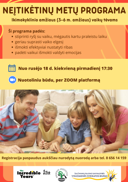 Startuoja registracija į „Neįtikėtinų metų“ programą 3 – 6 metų vaikų tėvams