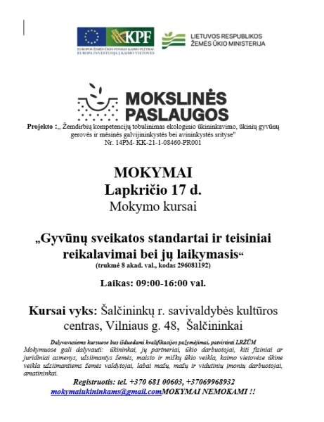 Žemdirbiai kviečiami į mokymus