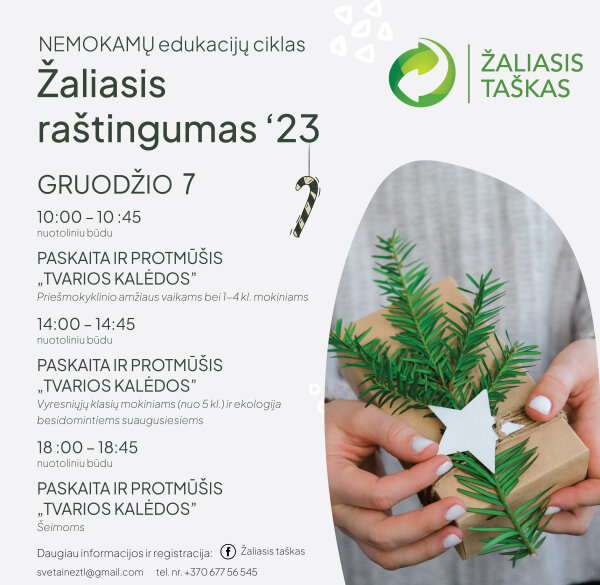 „Žaliasis  taškas“ kviečia prisijungti  prie  NEMOKAMŲ edukacijų