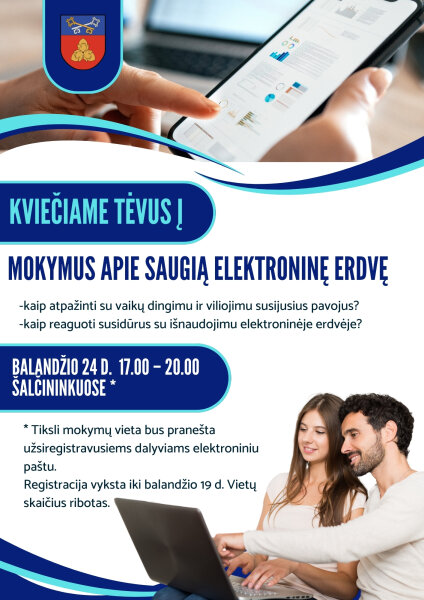 Kviečiame tėvus į mokymus apie saugią elektroninę erdvę