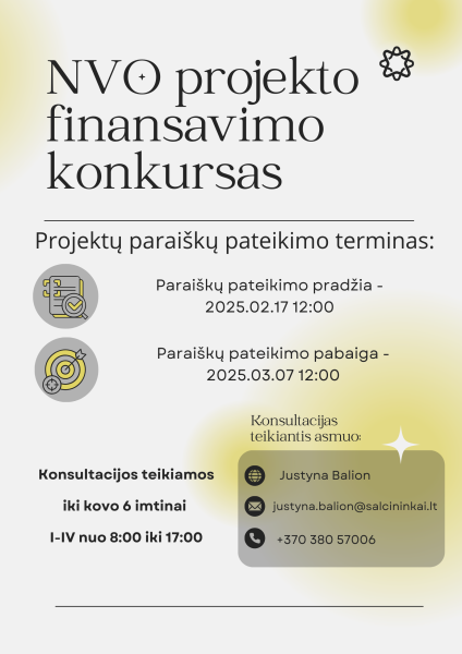 Skelbiamas konkursas NVO projektams finansuoti
