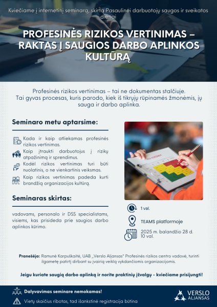 Kviečiame darbdavius dalyvauti seminare apie darbo saugą