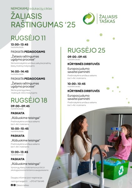 „Žaliasis taškas“ kviečia į nemokamas nuotolines edukacijas