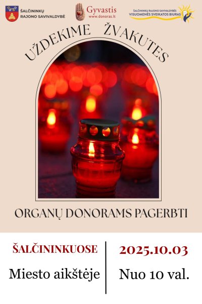 Kviečiame pagerbti organų donorus