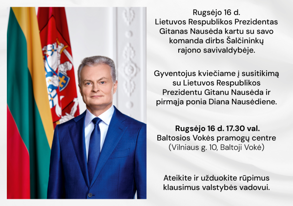 LR Prezidentas Gitanas Nausėda lankysis Šalčininkų rajone