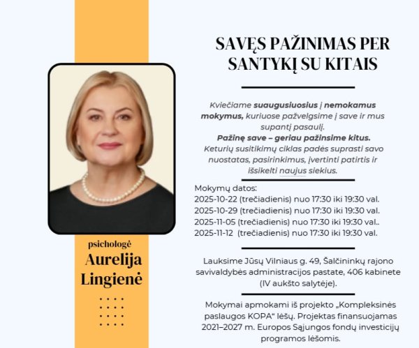 Mokymai „Savęs pažinimas per santykį su kitais”