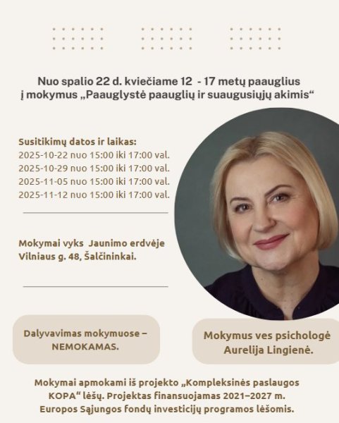 Mokymai „Paauglystė paauglių ir suaugusiųjų akimis“