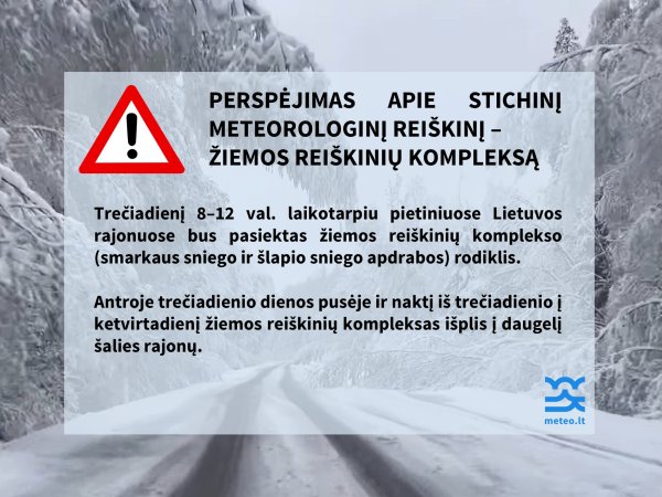 Informacija apie stichinį meteorologinį reiškinį - žiemos reiškinių kompleksą 
