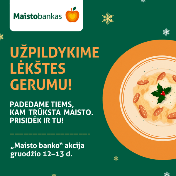 Šį savaitgalį parduotuvėse vyks „Maisto banko“ akcija