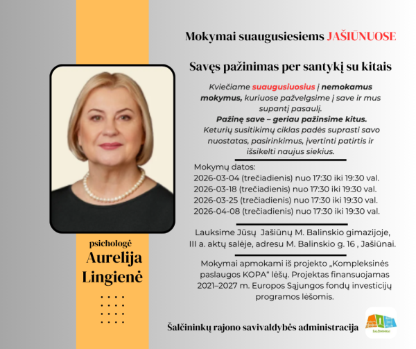 Mokymai suaugusiems „Savęs pažinimas per santykį su kitais“