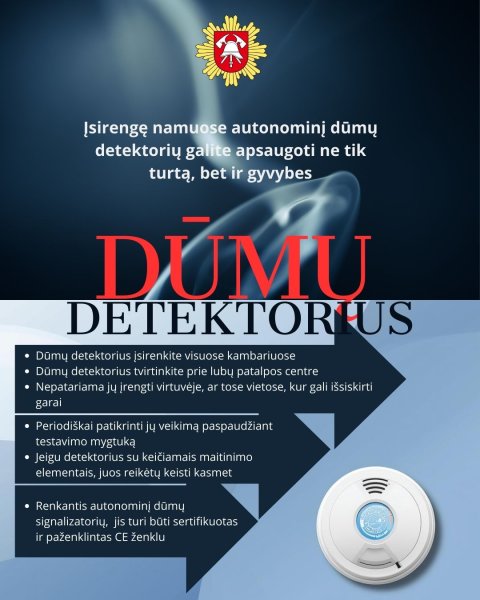 Dūmų detektorius išgelbėjo gyvybes: svarbus priminimas kiekvienam