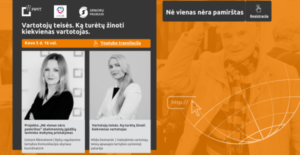 Projektas „Nė vienas nėra pamirštas“  kviečia į nuotolinę paskaitą