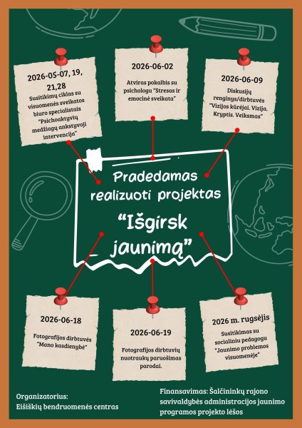 Eišiškių atvira jaunimo erdve pradeda realizuoti projektą „Išgirsk jaunimą“