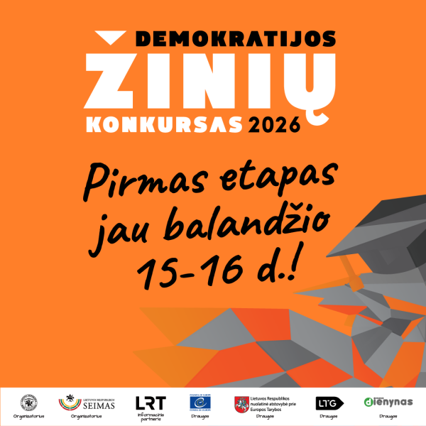 Demokratijos žinių konkursas jau balandžio 15–16 d.!