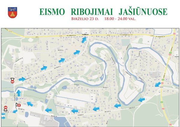 Eismo ribojimai birželio 23 d. Jašiūnuose