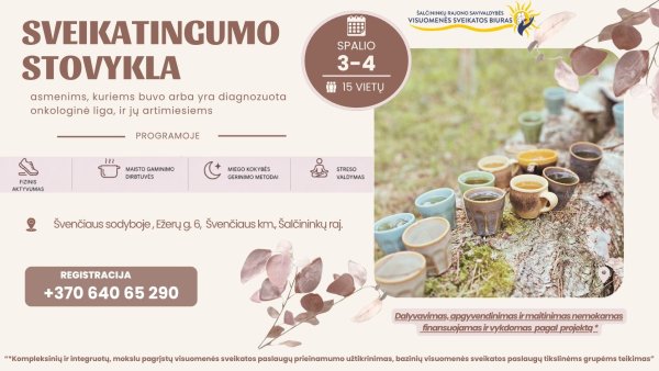 Sveikatingumo stovykla asmenims, susidūrusiems su onkologine liga